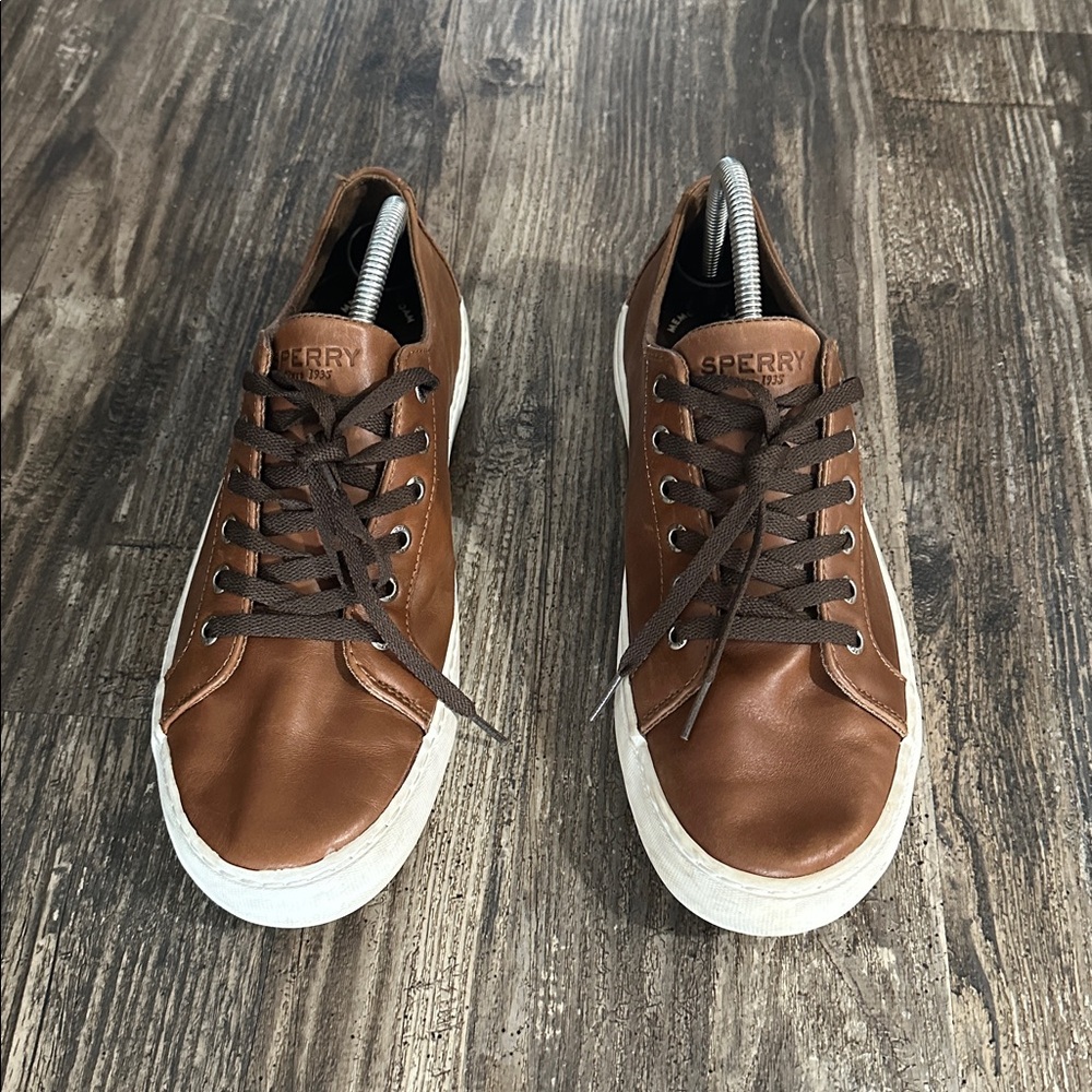 Sperry Men's Brown Leather Sneakers size 9.5m - Picture 2 of 12